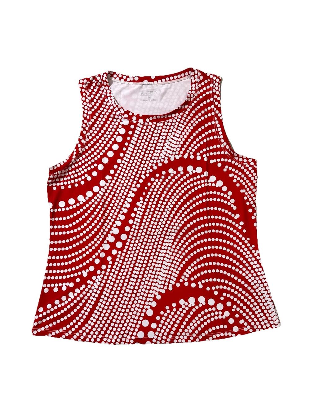 Acegolfs Polka Dot Tank Top Shirt Medium Red White Swirl Sleeveless Blouse NWT